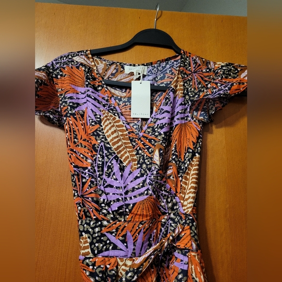 Melloday Floral Print Flutter Sleeve Faux Wrap Midi Dress - Picture 5 of 5